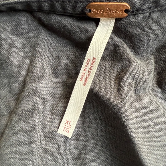 Free People Charcoal Lace-Up Blouse - Picture 3 of 7